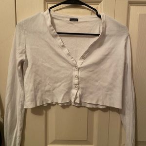 White Brandy Melville Longsleeve Cropped Button-up